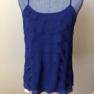 Indigo scalloped racerback top